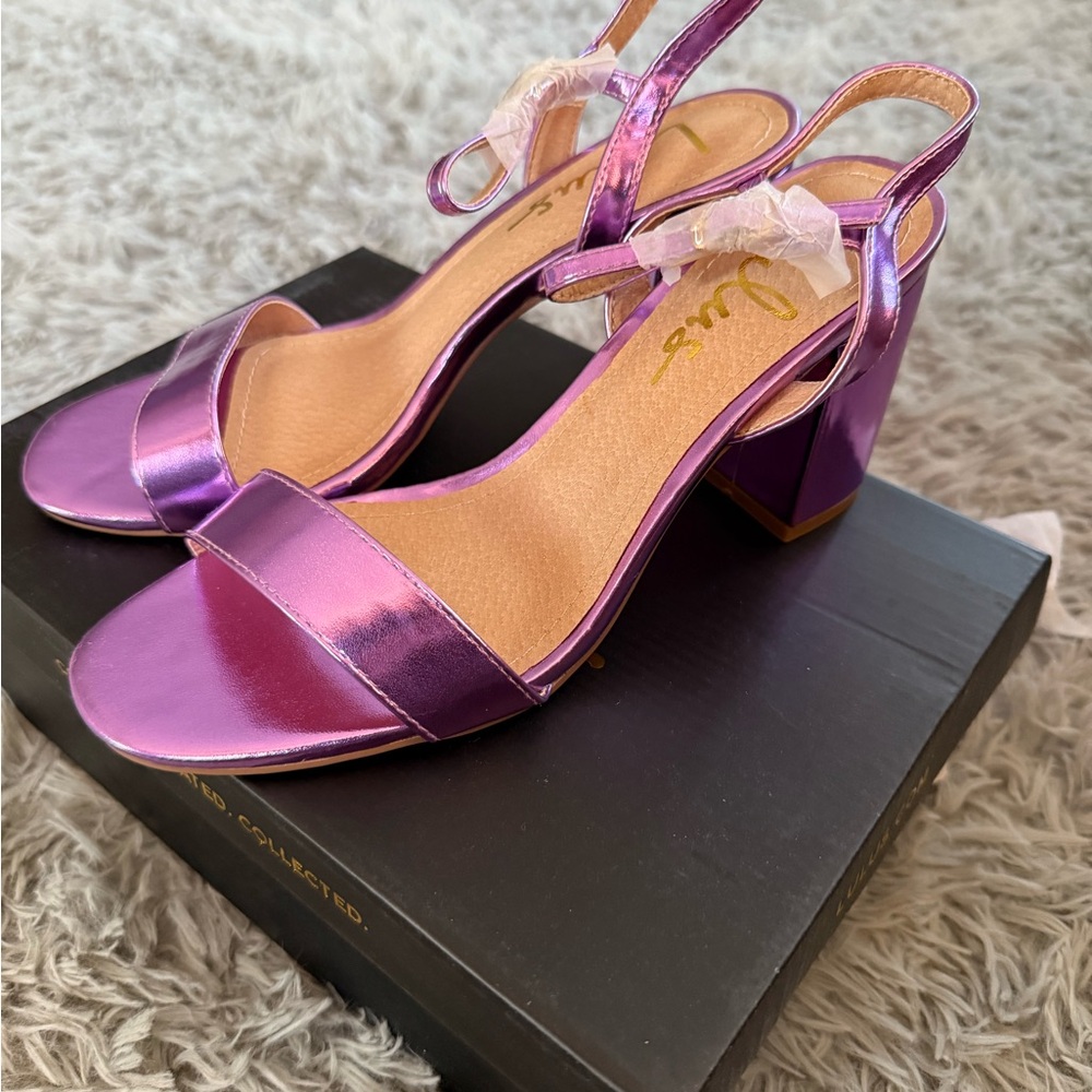 Lulu's Shiny Purple Heeled Sandals